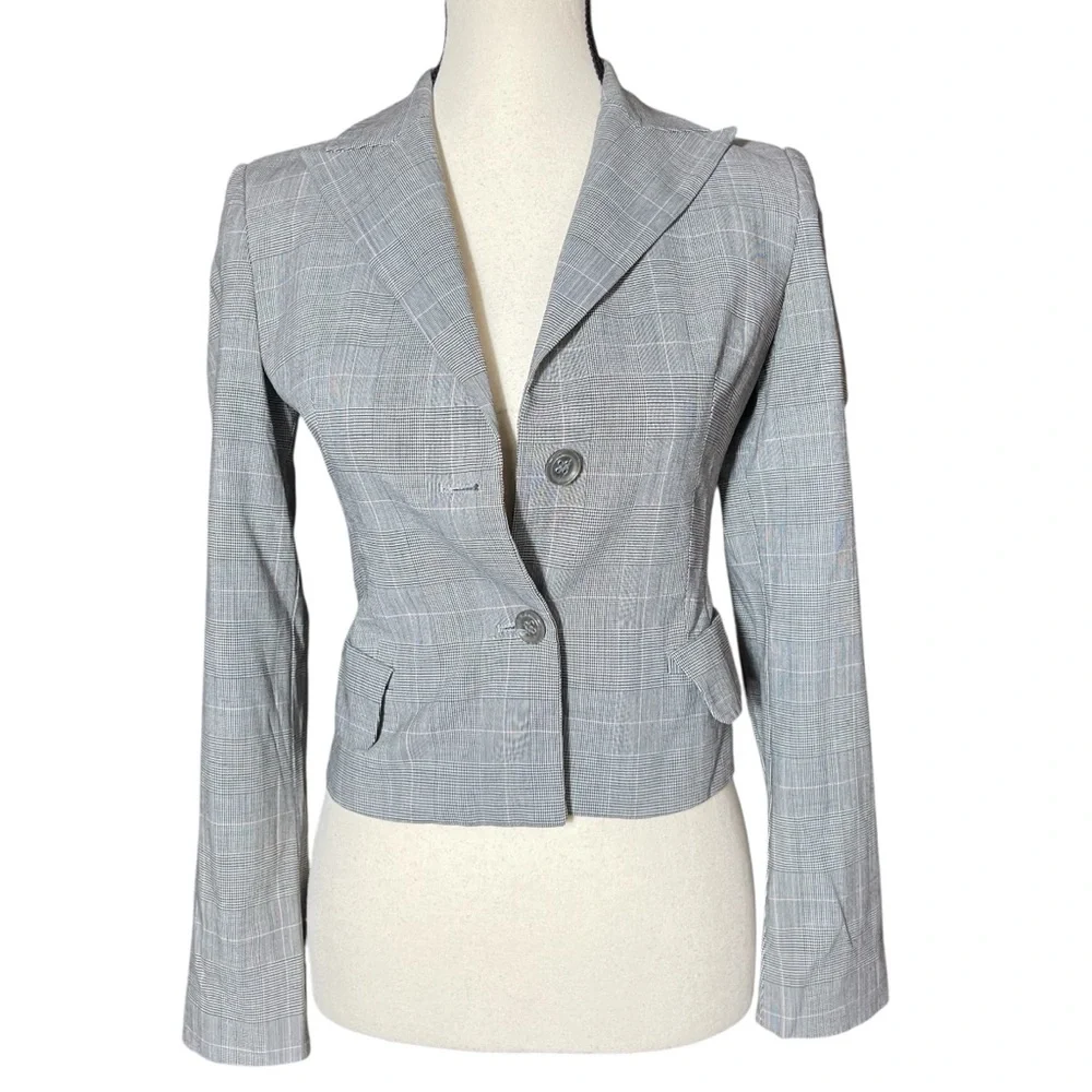 Vintage 80s United Colors of Benetton Cropped Blazer Gray Pink Tailored Jacket